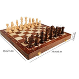 Chess Set Wooden Chess Foldable Chess Board Wooden Chess Set Portable Chess Game, Travel Chess Board with Card Slot for Bedroom, Chess Beginners with Unique Smooth Wood Texture