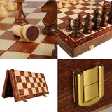 Chess Set Wooden Chess Foldable Chess Board Wooden Chess Set Portable Chess Game, Travel Chess Board with Card Slot for Bedroom, Chess Beginners with Unique Smooth Wood Texture