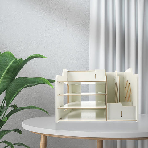Versatile White Desk Organizer with Lockable Drawer for Pen and File Storage in Home Office In Australia - Darrahopens