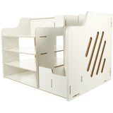 Versatile White Desk Organizer with Lockable Drawer for Pen and File Storage in Home Office