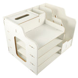Versatile White Desk Organizer with Lockable Drawer for Pen and File Storage in Home Office