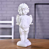 God of Love Statue Angel Ornament White Sandstone Desktop Decoration