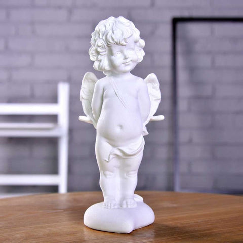 God of Love Statue Angel Ornament White Sandstone Desktop Decoration