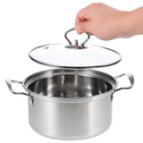5-Piece Large Stainless Steel Stockpot Set with Glass Lids for Cooking and Kitchen Use