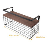 Wall Mounted Floating Shelf with Storage Basket, Black Carbon Steel Wood In Australia - Darrahopens