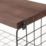 Wall Mounted Floating Shelf with Storage Basket, Black Carbon Steel Wood In Australia - Darrahopens