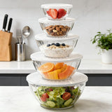 Mixing Bowls with Lids Set of 5, Borosilicate Baking Bowls for Cooking Meal Prep and Food Storage, Stackable Pyrex Style Kitchen Mixing Bowls with Textured Grip In Australia - Darrahopens