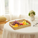 Woven Bread Baskets Rectangle Tabletop Storage, Serving Tray for Gifts, Poly Wicker Rattan Display Trays for Bread Food Vegetables Fruit Snacks Tabletop Restaurant Home In Australia - Darrahopens