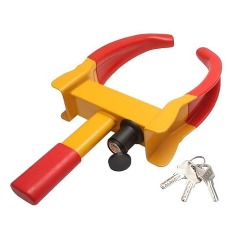 Universal Wheel Lock,Heavy Duty Tire Lock,Automotive Anti-Theft Lock for Cars,SUVs,Motorcycles,Golf Carts,Bright Color for Deterrence,with 3 Locks (Yellow-Red),LOCK-5-RED In Australia - Darrahopens