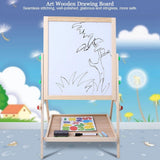 Art Easel for Kids Wooden Toddler Easel Double Sided Standing Chalkboard Dry Erase Board for Kids Toddler Drawing Board with Accessories,Blackboard & Whiteboard for Kids In Australia - Darrahopens