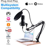 USB Gaming Microphone Streaming Podcast PC Microphone Condenser Mic Kit with Flexible Arm for Gaming Recording Singing PS4 Computer Studio Laptop In Australia - Darrahopens