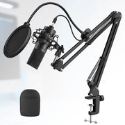 USB Microphone,PC Podcast Microphone Kit with Arm Stand,Professional Condenser Mic for Recording