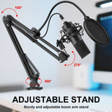 USB Microphone,PC Podcast Microphone Kit with Arm Stand,Professional Condenser Mic for Recording In Australia - Darrahopens