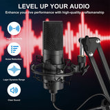 USB Microphone,PC Podcast Microphone Kit with Arm Stand,Professional Condenser Mic for Recording