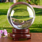 Crystal Ball 150mm Clear Crystal Ball Artificial Glass Crystal Ball Magic Healing Crystal Sphere Ball Lense Ball with Wooden Stand In Australia - Darrahopens