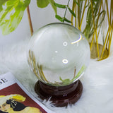 Crystal Ball 150mm Clear Crystal Ball Artificial Glass Crystal Ball Magic Healing Crystal Sphere Ball Lense Ball with Wooden Stand