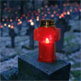 2pcs Cross Candle Light, Red Flickering Flameless Candles Reusable Church Graveyard Led Candles Grave Decorations