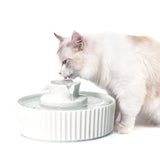 Ceramic Cat Water Fountain, Pet Ceramic Water Fountain Dispenser, 2.1 L Drinking Fountains Bowl for Cats and Dogs(White) In Australia - Darrahopens