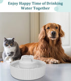 Ceramic Cat Water Fountain, Pet Ceramic Water Fountain Dispenser, 2.1 L Drinking Fountains Bowl for Cats and Dogs(White) In Australia - Darrahopens