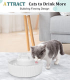 Ceramic Cat Water Fountain, Pet Ceramic Water Fountain Dispenser, 2.1 L Drinking Fountains Bowl for Cats and Dogs(White)