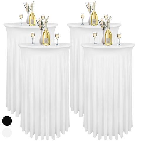 4 Pack 32x43 Inch Highboy Cocktail Table Cover White, Cocktail Table Covers with Wavy Drape High Top Table Cover for Round Tables In Australia - Darrahopens