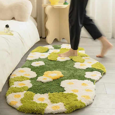 3D Stereo Irregular Rug Flowers Grass Moss Rug for Living Room Bedroom Home Aesthetic Decor Floor Mat Indoor (Moss D 31.5 * 61in) In Australia - Darrahopens