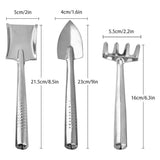 3 Pieces Mini Garden Plant Tool Set Stainless Steel Small Shovel Rake Spade Gardening Kit Lightweight Hand Trowel Transplant