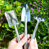3 Pieces Mini Garden Plant Tool Set Stainless Steel Small Shovel Rake Spade Gardening Kit Lightweight Hand Trowel Transplant