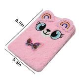 Lovely Animals Notebook Kids Plush Diary for Girls Teens Fuzzy Journal Writing Pad A5 Lined Cute & Creative
