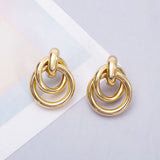 Double Circle Drop Earrings for Women Gold Silver Geometric Hoop Dangle Earrings Round Circle Hoop Earrings Lightweight Statement