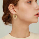 Double Circle Drop Earrings for Women Gold Silver Geometric Hoop Dangle Earrings Round Circle Hoop Earrings Lightweight Statement
