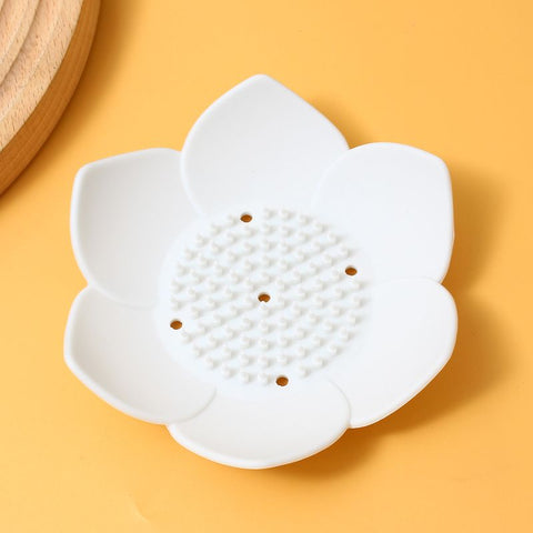 Lotus Shower Steamer Tray, Silicone Soap Dish, 2 Pack Lotus Flower Shape Shower Steamer Tray Small Self Draining Bar Soap Holder