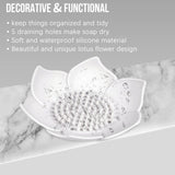 Lotus Shower Steamer Tray, Silicone Soap Dish, 2 Pack Lotus Flower Shape Shower Steamer Tray Small Self Draining Bar Soap Holder