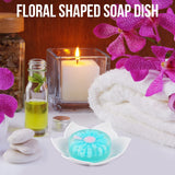 Lotus Shower Steamer Tray, Silicone Soap Dish, 2 Pack Lotus Flower Shape Shower Steamer Tray Small Self Draining Bar Soap Holder