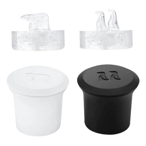 3D Silicone Ice Cube Trays, 2PCS Polar Bear Penguin Shape Ice Cube Molds, Ice Cube Trays Molds for Whiskey Drinking Making