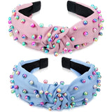 2 Pieces Headbands for Women Pearl Knotted Girls Headband Colorful Jeweled Embellished Gem Hairband Faux Pearl In Australia - Darrahopens