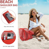 Beach Bag for Women Mesh Beach Tote Bag Casual Large Foldable Shoulder Handbag  Bag for Vacation VERSATILE USE In Australia - Darrahopens
