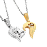Magnetic Couples Heart Stainless Steel Jewelry Set for Women Love Friendship Couple Necklace Pendant Love Heart Puzzle Matching