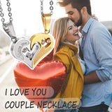 Magnetic Couples Heart Stainless Steel Jewelry Set for Women Love Friendship Couple Necklace Pendant Love Heart Puzzle Matching