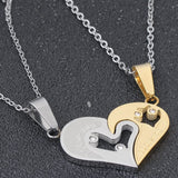 Magnetic Couples Heart Stainless Steel Jewelry Set for Women Love Friendship Couple Necklace Pendant Love Heart Puzzle Matching