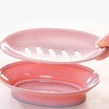 Soap Cover PP Material Soap Dish Drain Box for Household Kitchen and Toilet double-layer design, durable.(Color : Pink)