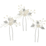 Bridal Hair Accessory with Faux Pearls: U-Shaped 3-Piece Hairpin Set for Wedding Crafted with a smooth edge