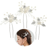 Bridal Hair Accessory with Faux Pearls: U-Shaped 3-Piece Hairpin Set for Wedding Crafted with a smooth edge