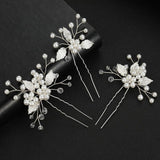 Bridal Hair Accessory with Faux Pearls: U-Shaped 3-Piece Hairpin Set for Wedding Crafted with a smooth edge