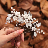 Bridal Hair Accessory with Faux Pearls: U-Shaped 3-Piece Hairpin Set for Wedding Crafted with a smooth edge
