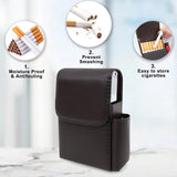 PU Leather Cigarette Case with Lighter Holder Tobacco Pouch Best Gift for Men Women (Lichee Pattern Brown)