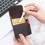 PU Leather Cigarette Case with Lighter Holder Tobacco Pouch Best Gift for Men Women (Lichee Pattern Brown)