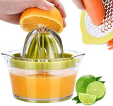 Citrus Lemon Orange Juicer Manual Hand Squeezer with Built-in Measuring Cup and Grater,space saving storage Green