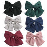 Set of 6 Big Satin Solid 8 Inch Bow Hair Clips Women Barrettes Oversize stylish big bow clips make