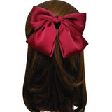Set of 6 Big Satin Solid 8 Inch Bow Hair Clips Women Barrettes Oversize stylish big bow clips make